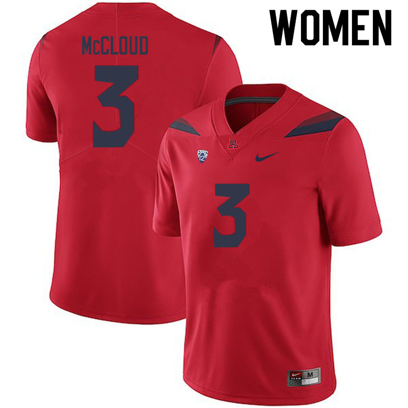 Women #3 Jordan McCloud Arizona Wildcats College Football Jerseys Sale-Red